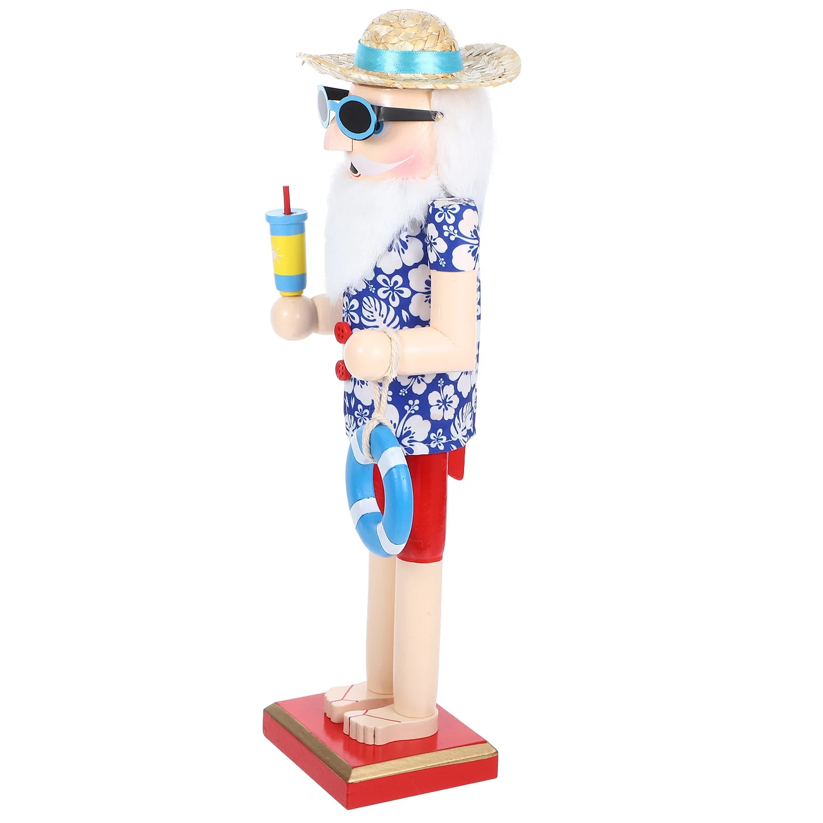 

Wooden Nutcracker Hawaiian Style Xmas Decor Charming Christmas Tabletop Decoration Exquisite Wooden Ornament Summer Nutcracker