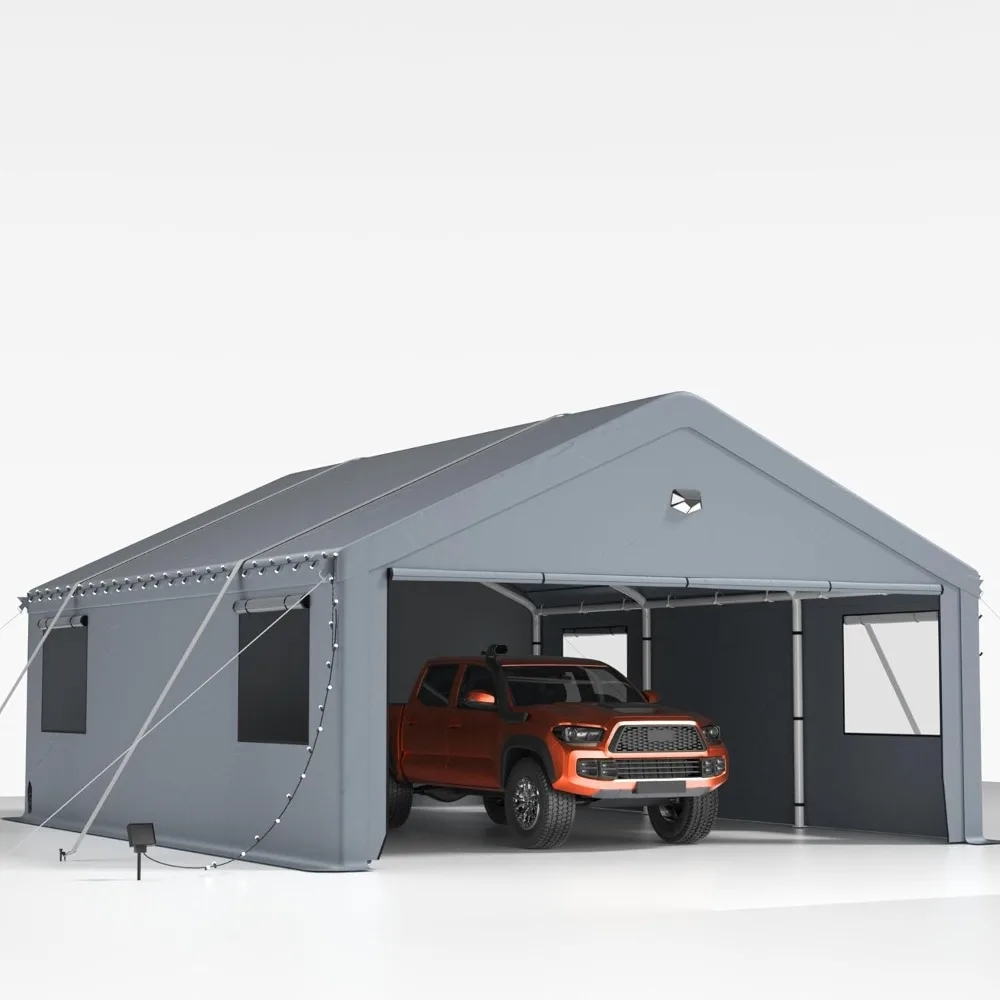 12X20 Heavy Duty，Car Ports with 180G Removable Side Walls, Carport Canopy, Portable Car Port Garage, Car Shelter All Weather