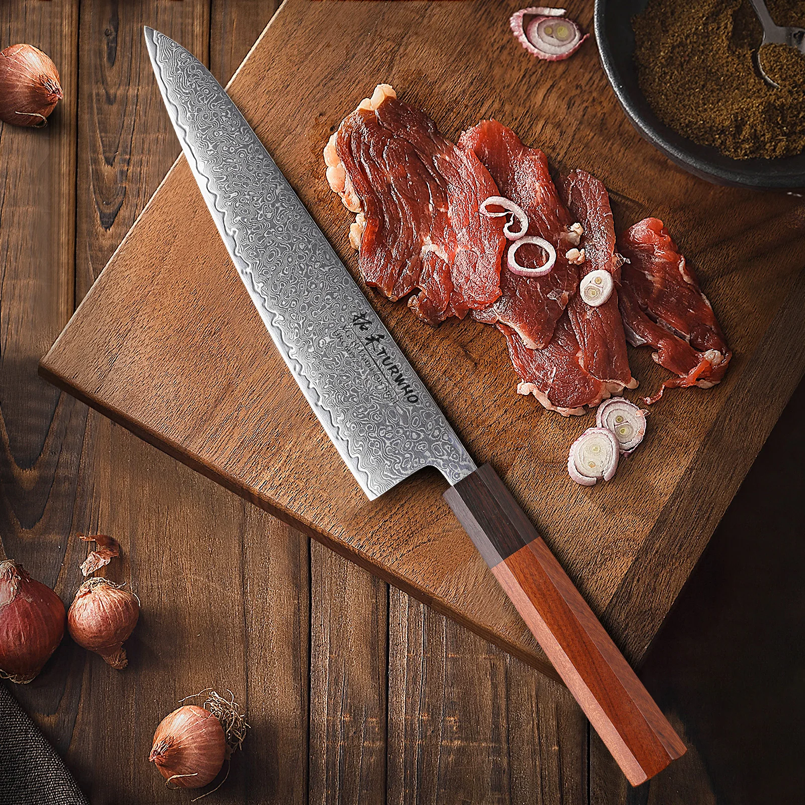 

Handcrafted Japanese Knife Authentic Damascus Steel Professional Kitchen Chef Knife Thin& Light Chef's Cutlery Sharp Chip Tool