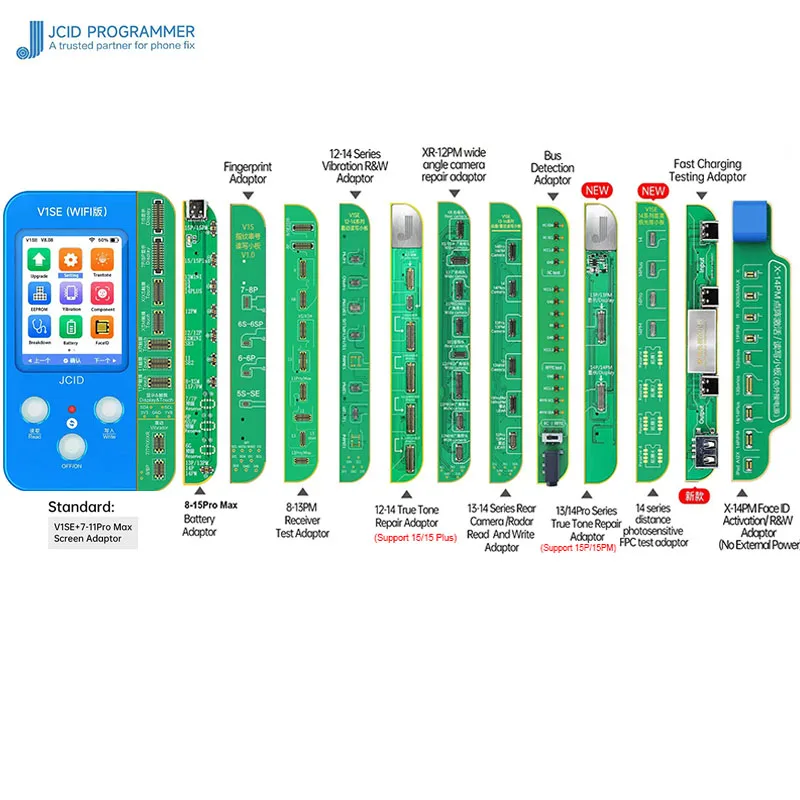 JC V1SE 13 IN 1 Programmer For iPhone 11 12 13Pro 14 15 Pro Max True Tone Battery Dot Matrix Receiver Camera Recover Repair Tool