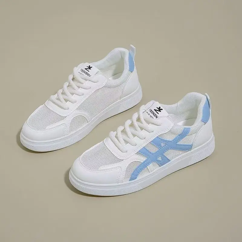 

Summer New Women Lace Up Mesh Little White Shoes Soft sole Non Slip Round Toe Breathable Versatile Casual Board Shoes Sneakers