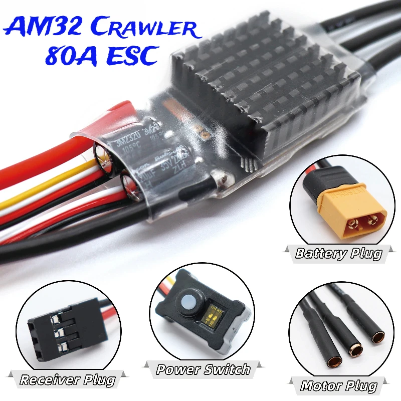 RC Crawler AM32 ESC 80A ESC Power System Brushless Motor Combo RM-S20 Combo 80A ESC for RC CAR Axial SCX10 Traxxas TRX-4 TRX-6