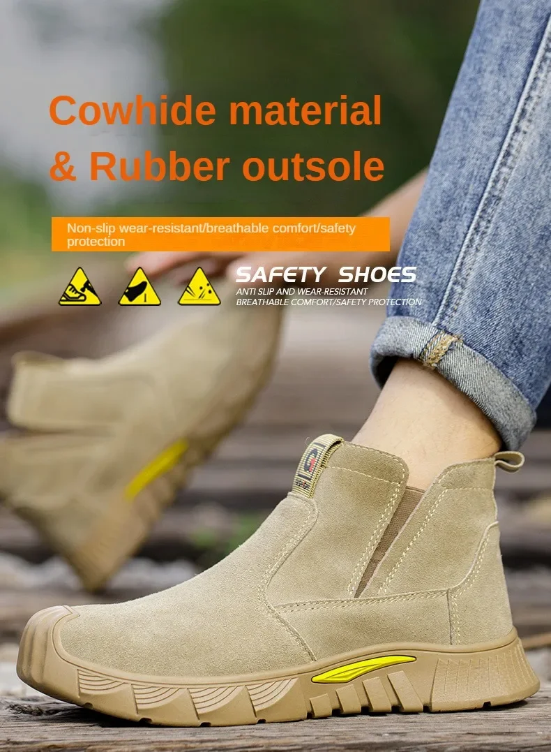 Safety Boots Men Welder Safety Shoes Anti-Smash Indestructible Safety Shoes Men Work Boots Steel Toe Security Boots Footwear