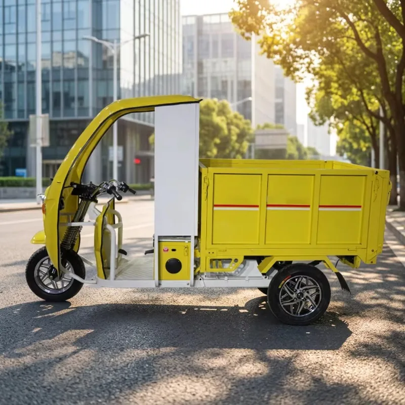 300KG Electric Cargo Tricycle with Cabin 3 Wheel Loader E Rickshaw for Delivery and Commercial Transport T001