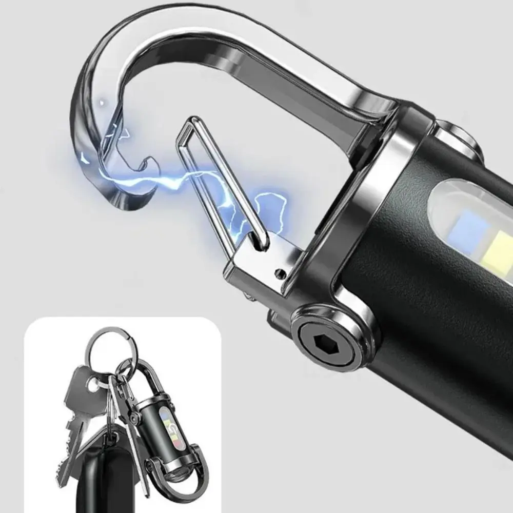 COB LED LED Keychain Flashlight 7 Gears Adjustable USB Rechargeable Mini Flashlight Waterproof Super Bright