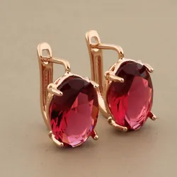 Vintage Hollow  Dangle Earrings Oval Shape Class Hanging Earrings 585 Rose Gold Color Wedding Simple Earrings For Women Gift