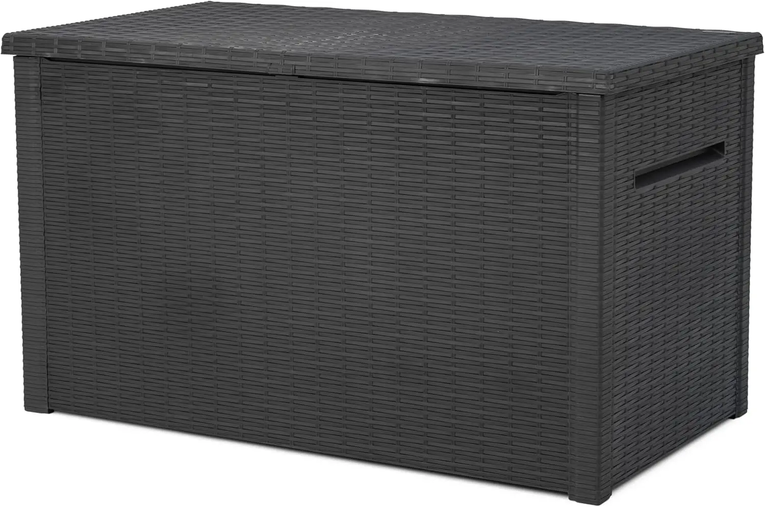 

230 Gallon Resin Rattan Look Large Outdoor Storage Deck Box for Patio Furniture Cushions, Pool Toys, and Garden Tools, Dark Grey