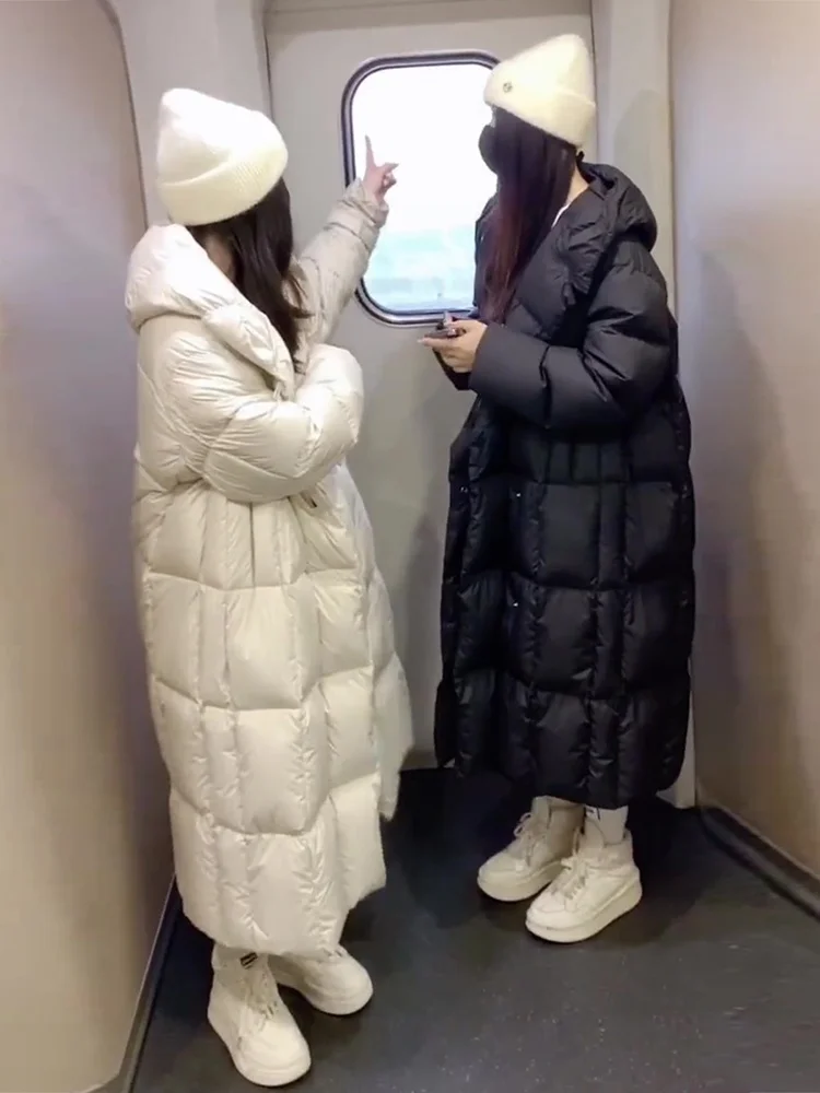 

Thiened Long Fem Du down Jaet Winter Warm Hat Inteated Commuter Sle 2024 Winter Faion Outerwear