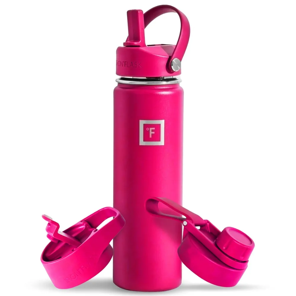 

Stainless Steel 22oz Wide Mouth Water Bottle with 3 Lids - Orchid Pink