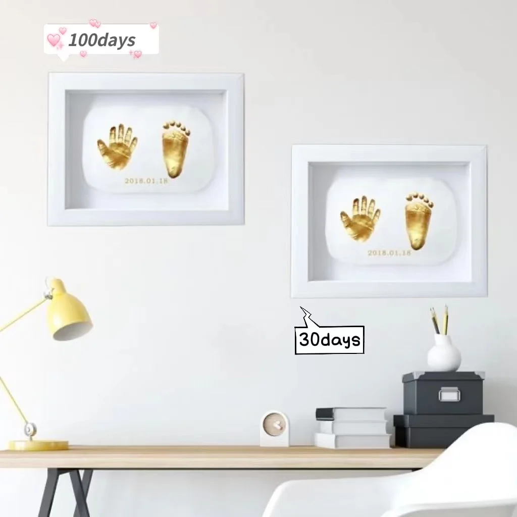 Baby Footprints Handprint Ink Pads with Frame 2022 Safe Non-toxic Inkpad Kit Baby Shower Memory Set Newborn Imprint Inkpad Gift