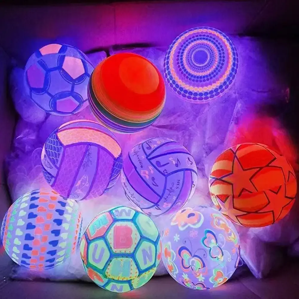 Children Street Popular Ball Toy Soccer Luminous Basketball Bouncy Football LED Flashing Light Sensory Novelty Party Props