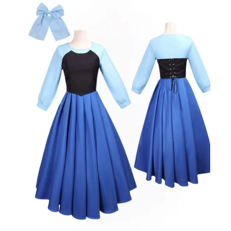 Costume de cosplay de la princesse Ariel, inspiré de l’anime, pour adultes, avec longue robe à manches longues, idéal pour les spectacles sur scène, les fêtes d’Halloween et les soirées costumées.