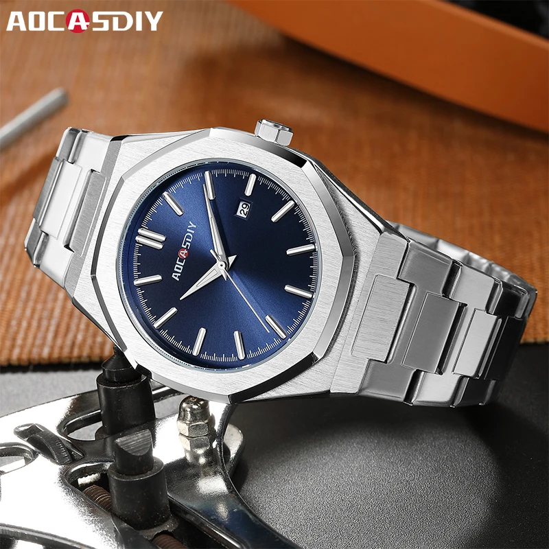 AOCASDIY Luxury Man Wristwatch Business Waterproof Luminous Date Square Men's Watches Clock Alloy Quartz Men Watch reloj hombre