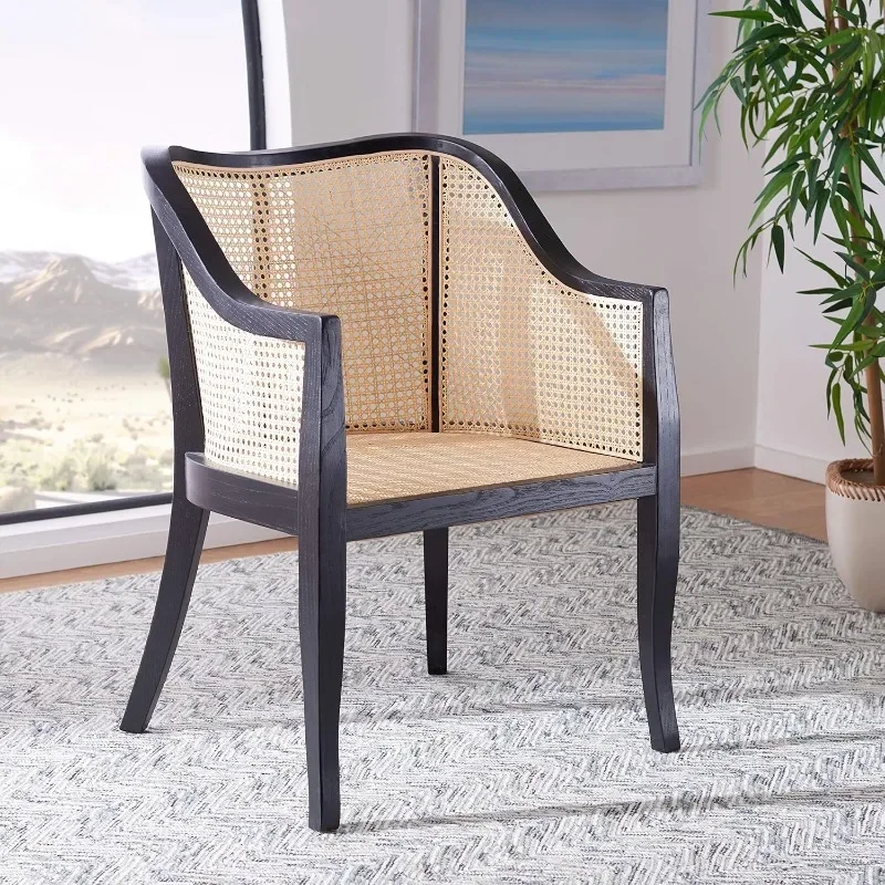 Dining Chair,made From Natural Cane with Black Elm Wood and Chic Natural Upholstery