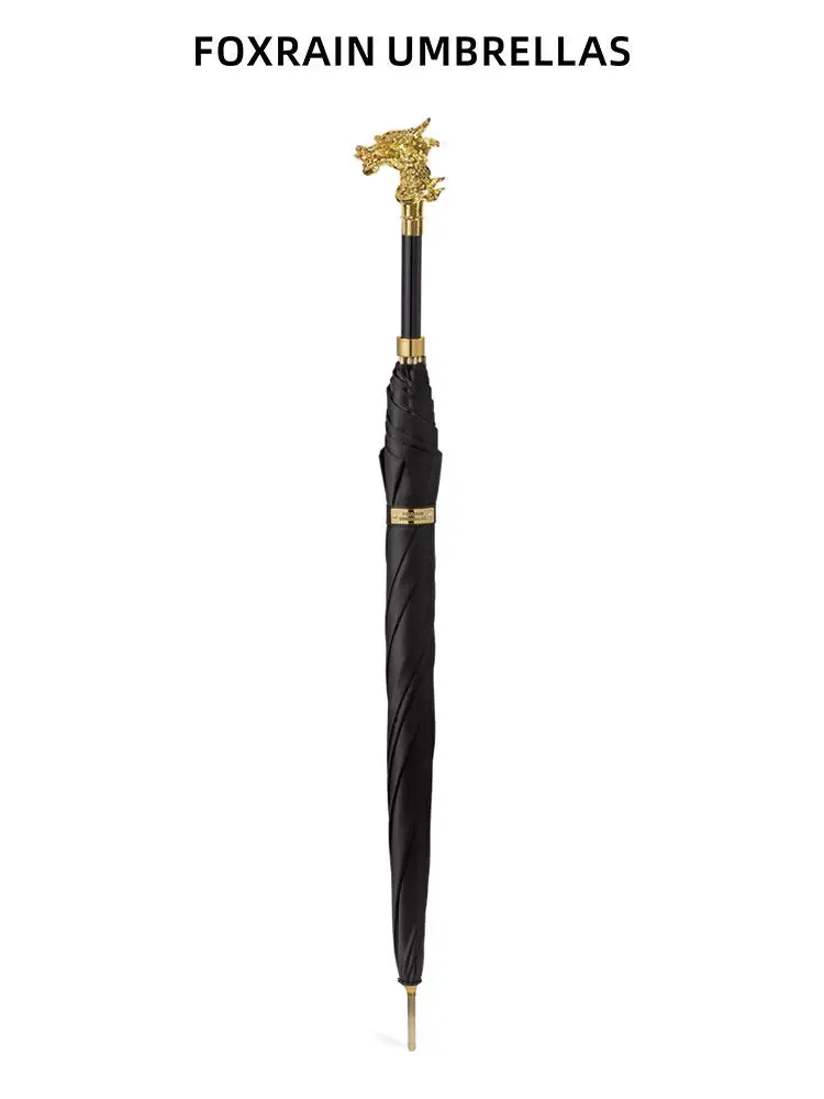 Retro Dragon Head Umbrella Personalized Engraved Long Handle Rain Umbrellas Luxury Windproof Cane Parasol Unique Gift for Men