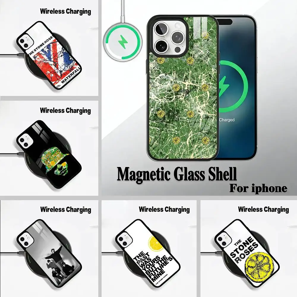 

T-The -Stone-R- Roses For IPhone17 16 15 14 13 12 11 Plus Pro Max Plus Wireless Charger Phone Case