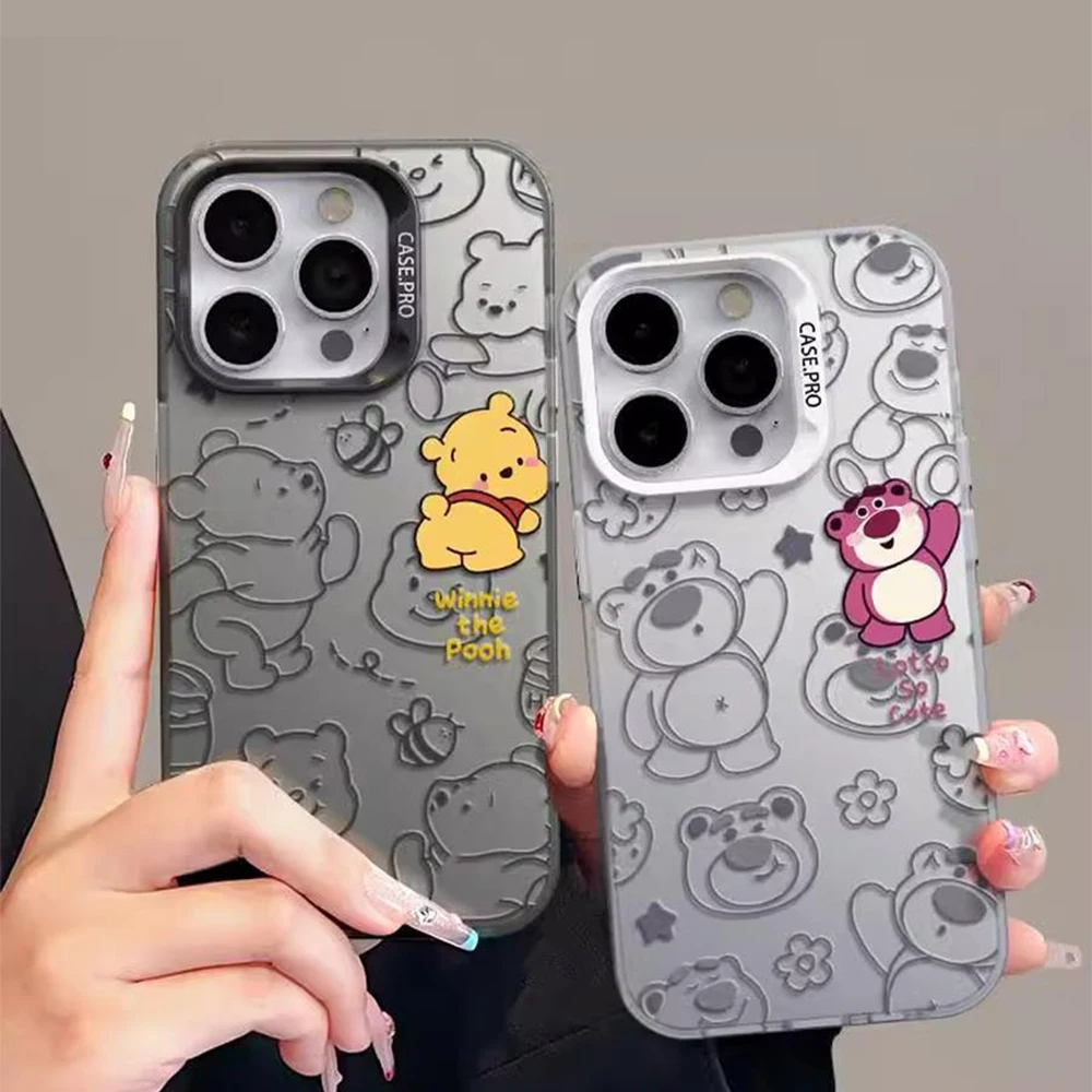 Shockproof Phone Case For iPhone 15 13 12 11 14 Pro Max Plus Mini XR XS X Soft Silicone Phone Case Luxury Winnie Bear Pochacco