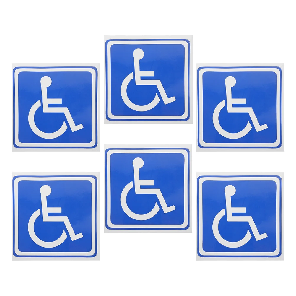 

6 Sheets Stickers Disabled Signage Wheelchair for Cars Handicapped Tag Decorate The Parking Blue inside