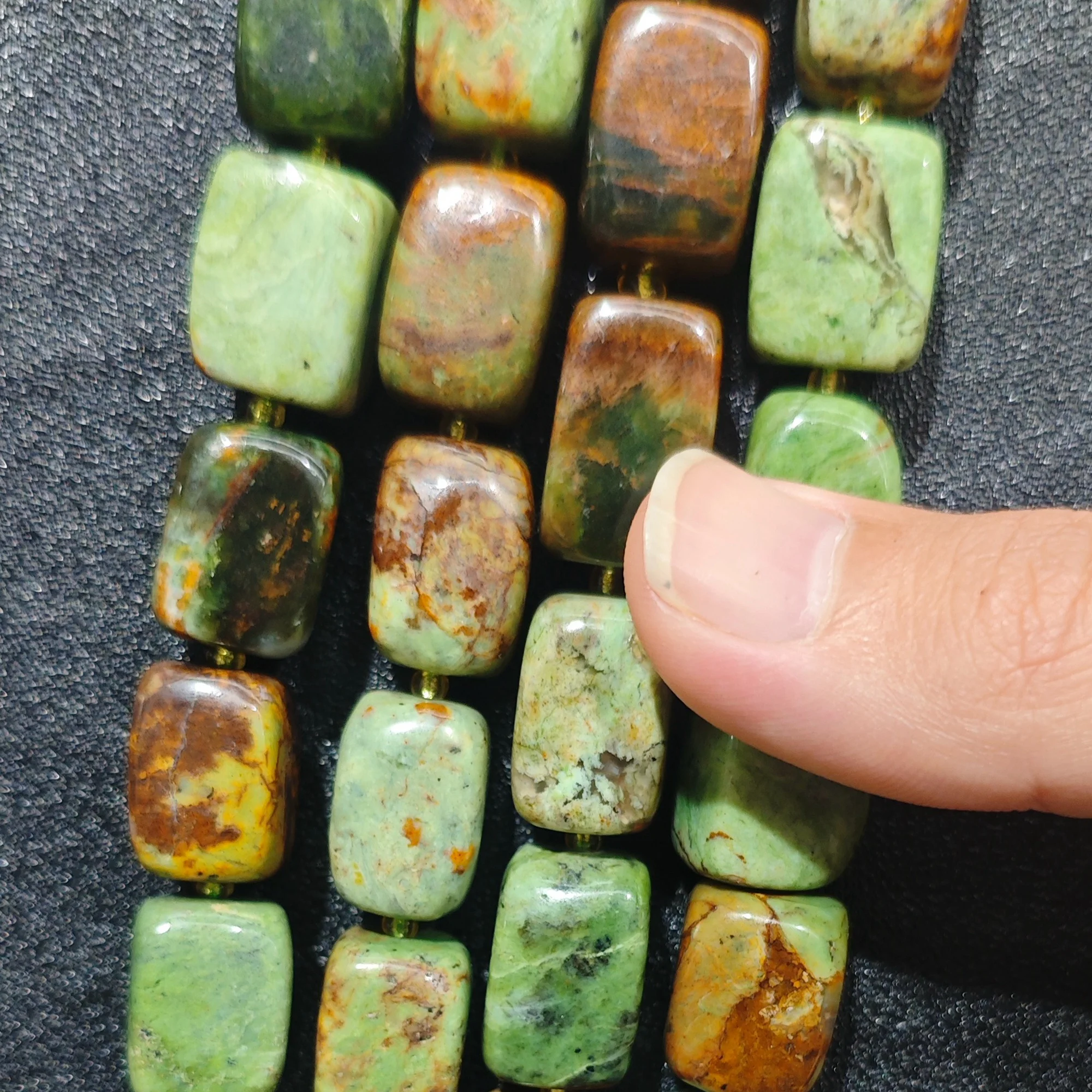 Natural Green Gemstone Loose Beads Rectangular Block Strand Organic Cut Beads DIY Bracelet Necklace Craft Supply Material