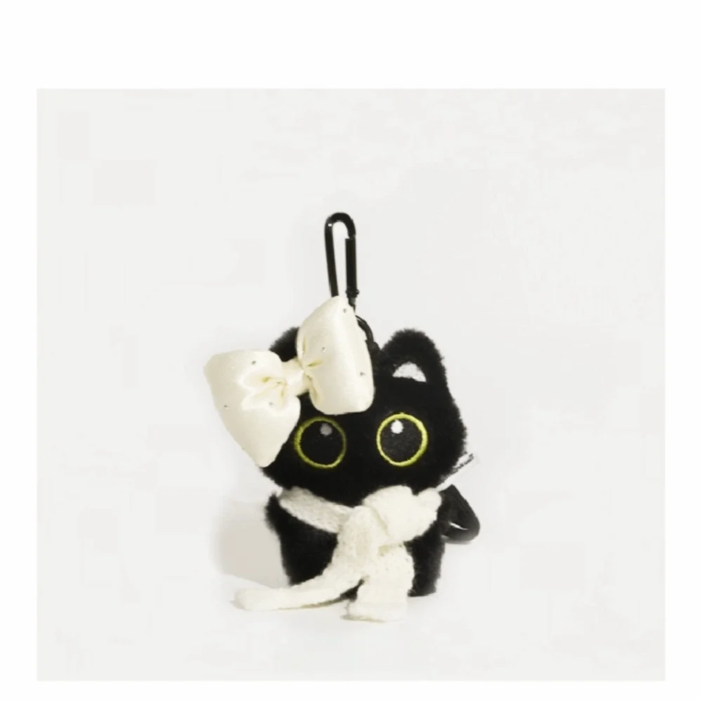 New Scarf Black Cat Keychain Camera Shoulder Bag Bag Pendant Car Key Ring Gifts