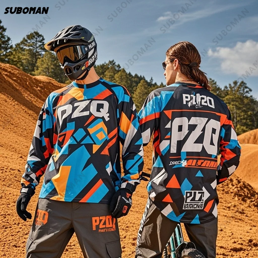 

New 12 colors PZQ Motocross Shirt Long Sleeve Men Downhill Jersey Off-Road Bicycle Racing TShirt Quick Dry Cycling Enduro Jersey