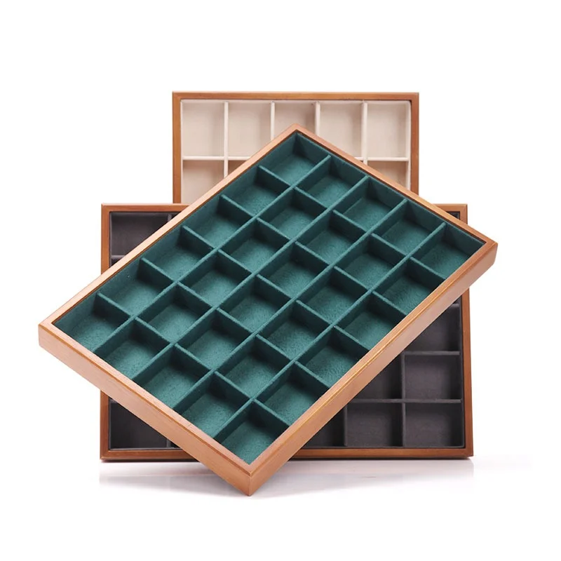 

1 piece of walnut patterned jewelry display board earrings necklace ring bracelet 30 grid display board jewelry storage box home