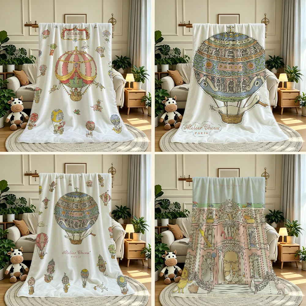 Blue White Floral Blanket Throw Super Cosy Plush Living Room Sofa Couch Childish Birthday Gifts