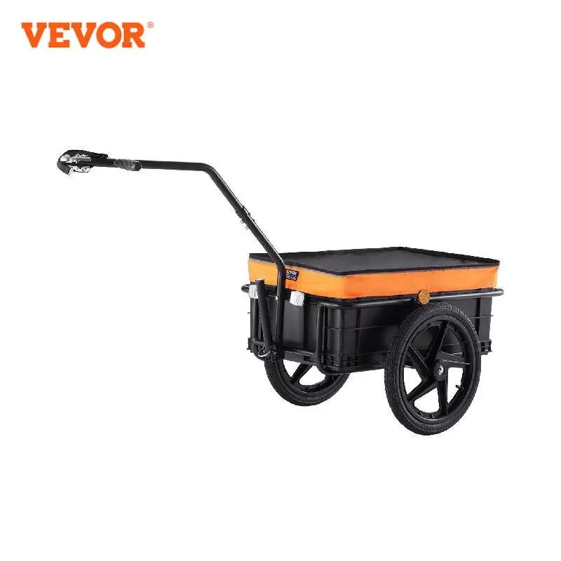 

VEVOR 88 lbs Bike Cargo Trailer Bicycle Wagon Cart Foldable Storage with 16" Wheels & Safe Reflectors Fits 24"-28" Bike Wheels