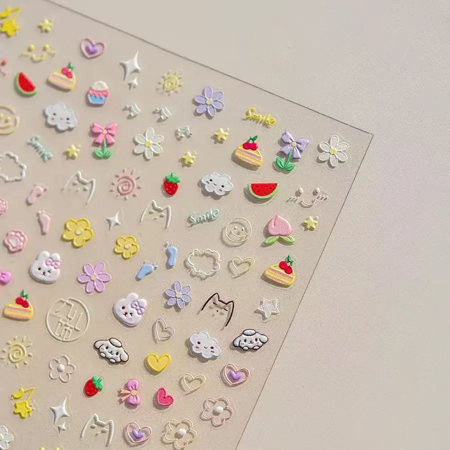 

Хит продаж: 3D-наклейки для ногтей с тиснением, дизайн «Цветы, бантики, кролики», самоклеящиеся, водостойкие, для детского маникюра своими руками