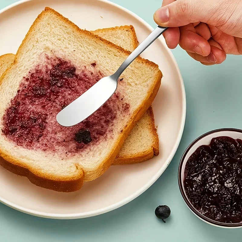 Cuchillo de mantequilla de mango largo de acero inoxidable, cortador de mermelada de pan y queso, cucharas esparcidoras, vajilla de comida occidental, utensilios de cocina, 10/1 Uds.
