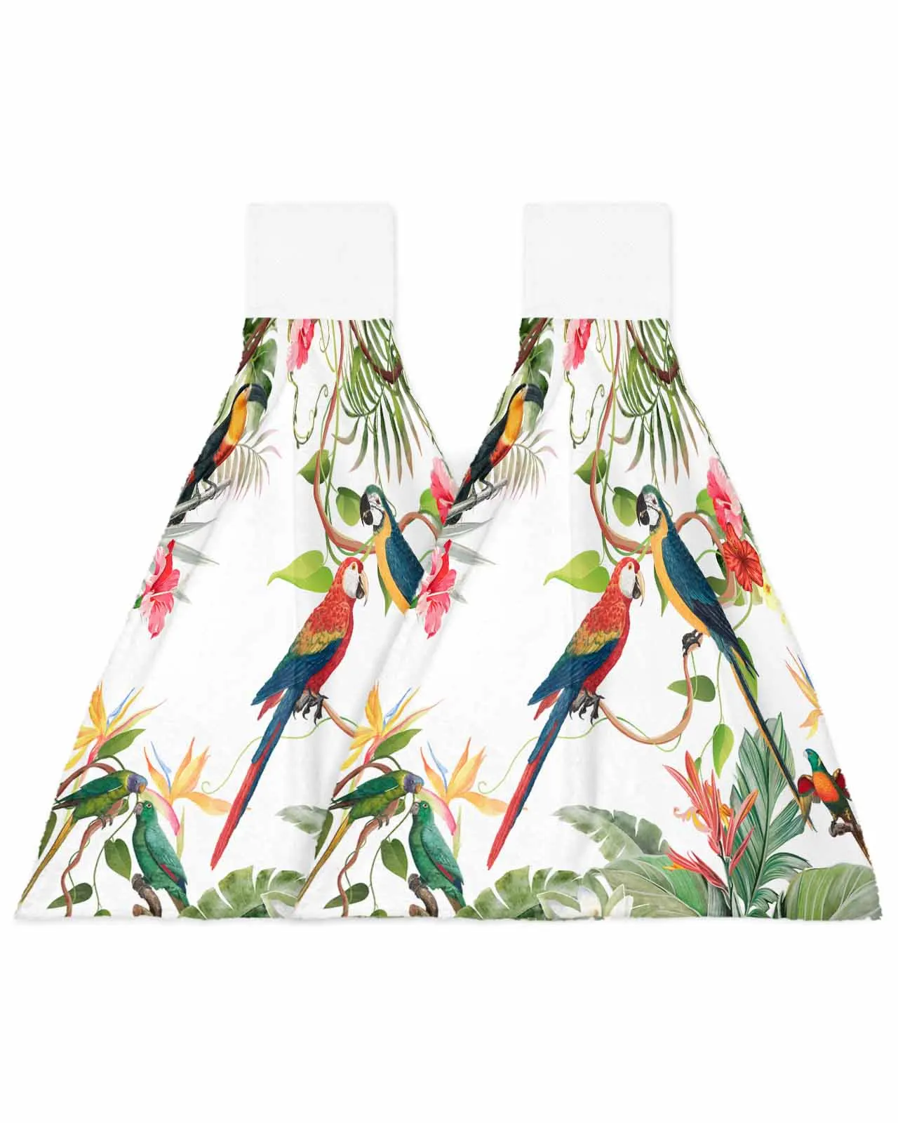 Tropical Leaves Parrot Flowers Hand Towels Kitchen Bathroom Hanging Cloth Quick Dry Soft Absorbent Microfiber Towels