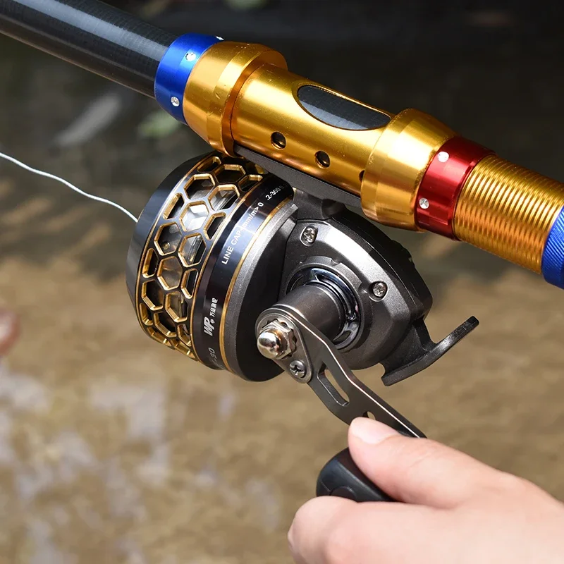 

Slingshot Fishing Reel Metal Spinning Interchangeable Handles Catapult Bow Wheel Hunting Outdoor Shooting Closed Reel with Line