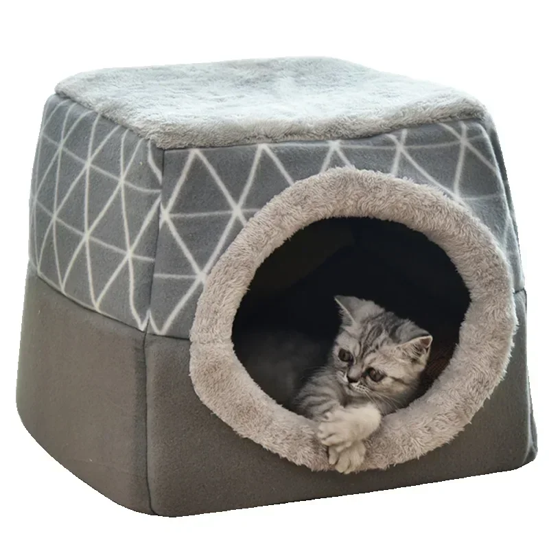 Closed Winter Dog House Bed Soft and Comfortable Pet Mat Small Dogs and Cats Warm Cave Igloo Pet Bed