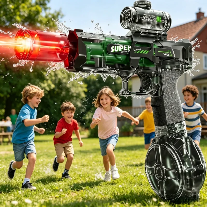 Electric Water Gun Children Led Simulated Flame Sensor Light Fully Automatic Fights Toy Water Pistol Outdoor Beach Toys for Kids