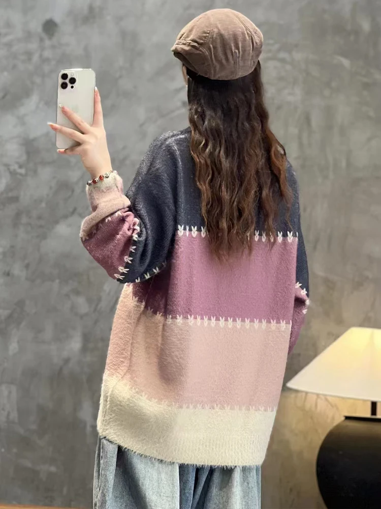 Max LuLu 2024 Ladies Fall Loose Printed Fashion Sweater Womens Casual Warm Knitted Jumpers Classic Luxury O Neck Cotton Pullover