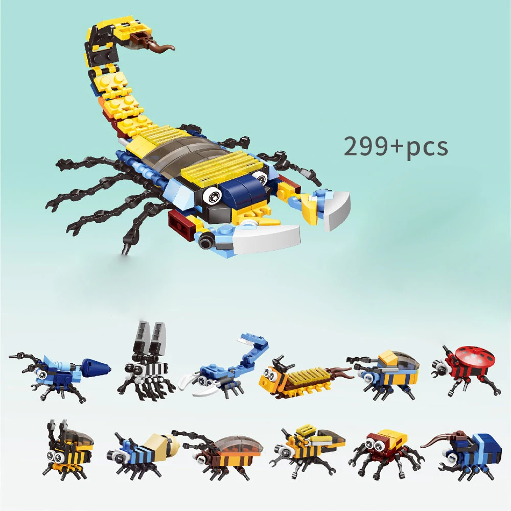 12-in-1 Animal Building Block Brick Set scorpion Insects Elephant Assembled Toys Constructor Kid Educational Toy for Child Gift