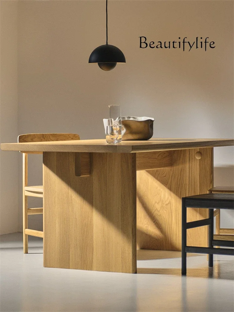 N الشمال بسيط طاولة طعام من الخشب الصلب خمر سجل الرماد طاولة المؤتمرات طاولة المؤتمرات