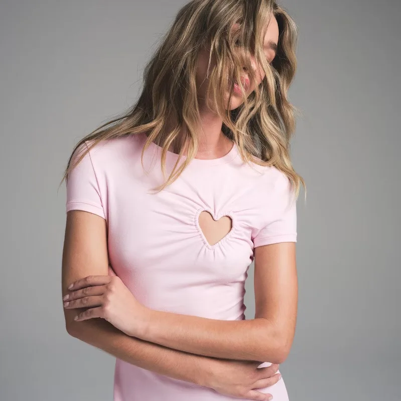 Kardaian Vntine's Day ort Sve Heart Print Dr Femme Faionable Casual Dr l Taille T-shirt Dr