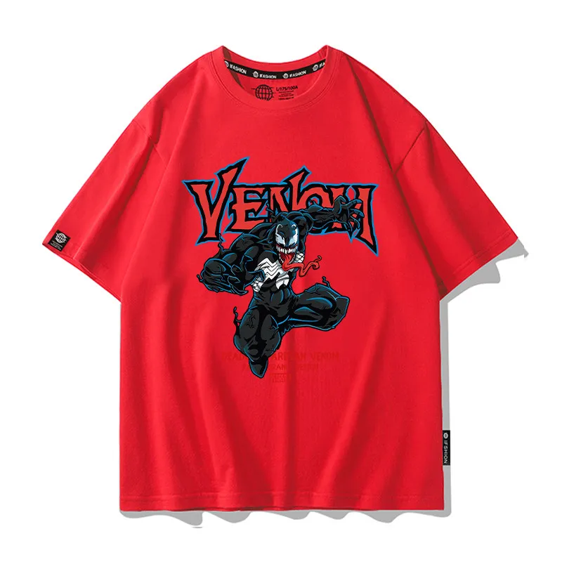 

Детская футболка, модная повседневная одежда из чистого хлопка с мультяшным принтом Marvel Venom, одежда для родителей и детей, мужская и женская одежда с короткими рукавами