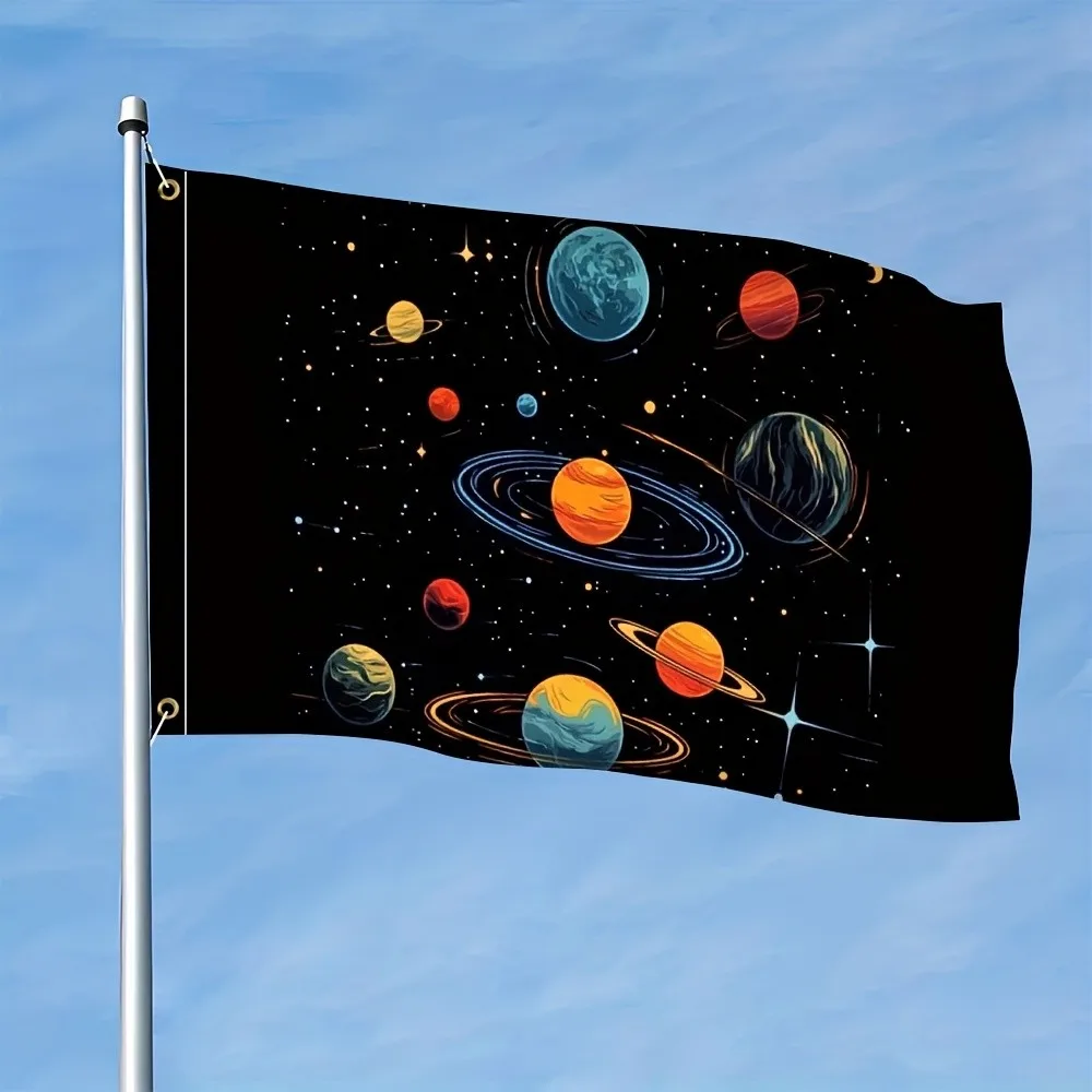 Space Planets Solar System Polyester Hanging Flag Outdoor Decoration Astronomy Flag