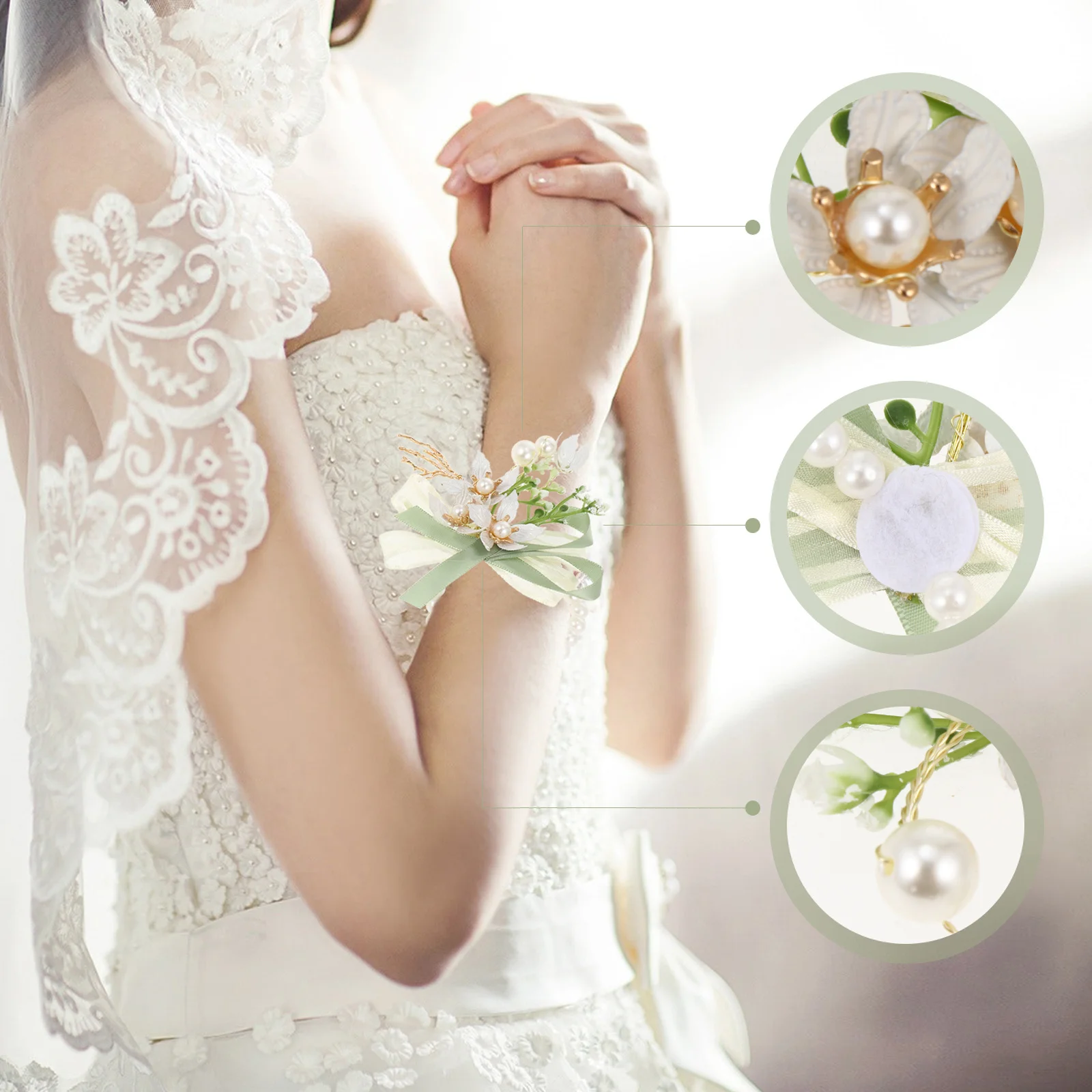 2 قطعة زهرة المعصم الصدار مجموعة العروس وصيفه الشرف اكسسوارات الزفاف مجوهرات الزفاف زهرة العروة لوازم الزفاف بروش