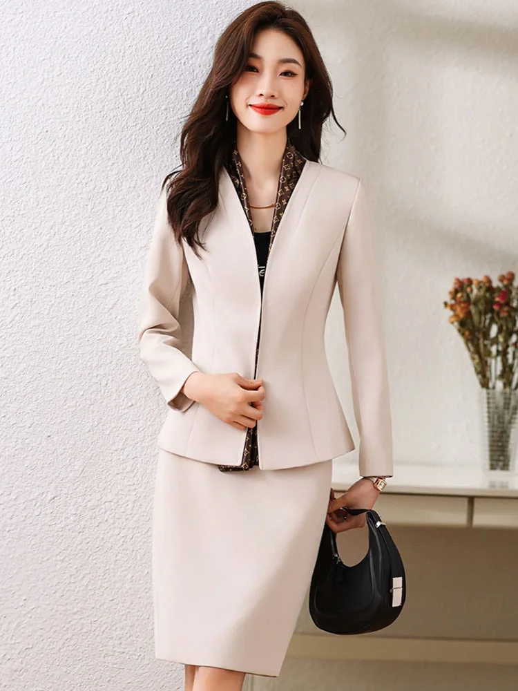 

Formal Women Business Suits with Skirt and Jackets Coat OL Styles Professional Blazers Femininos OL Styles Career Outfits Set