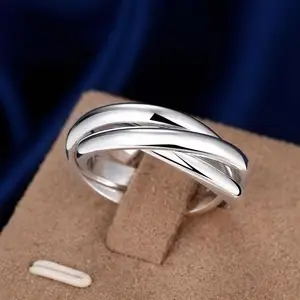Envío gratis para mujeres Boda Boder Beautiful Charm Fashion Women 925 Sterling Silver Rings Joyería linda amante regalo 10 Mejores ventas Mujer de ring Pinky - №8