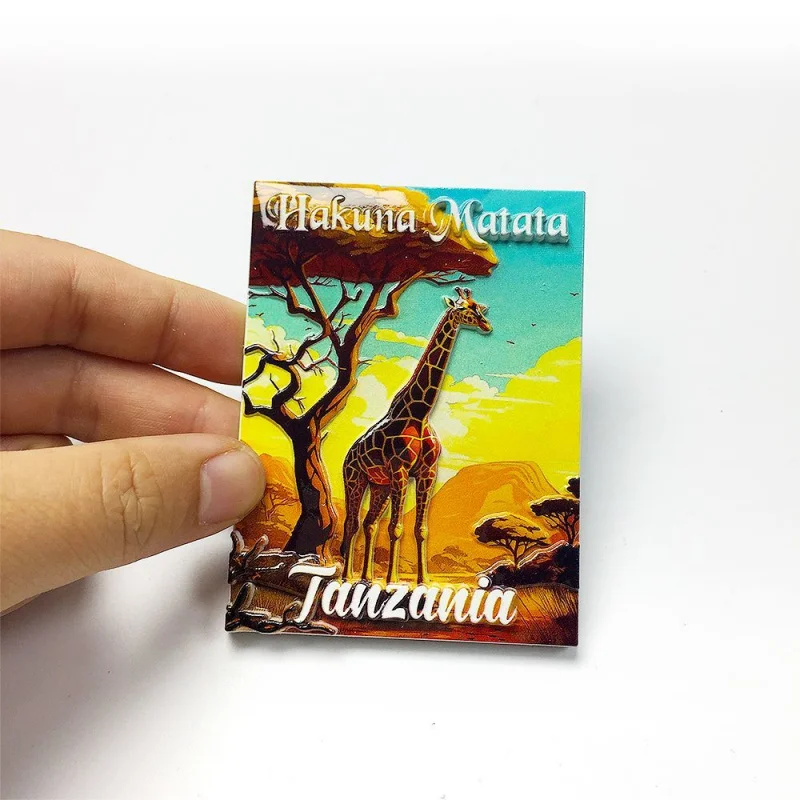 

Tanzania Safari Scenery Fridge Magnet - 3D Resin Refrigerator Magnets, Cute Giraffe & African Acacia Tree Decor, Magnet Frigo