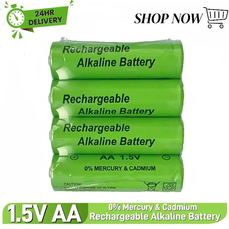 

High Capacity 1.5V 3000mAh AA Rechargeable Alkaline Batteries, Long Lasting Power for Toys Camera Remote Control Flashlight