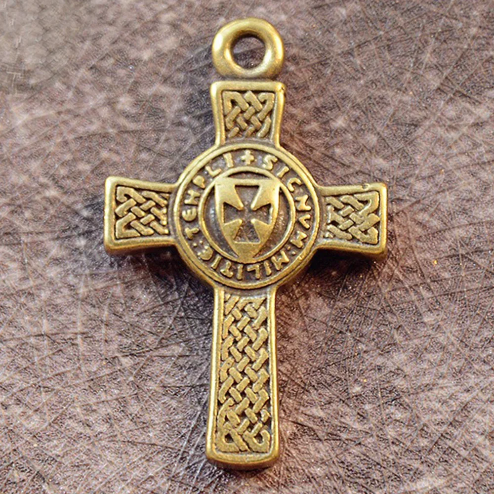 1Pc Retro Brass Celtic Cross Angel Jesus Peace Crucifix Religious Style for DIY Hanging Accessories Ornament