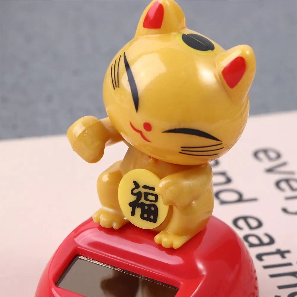 Power Educational Science Toy Car Ornament Shaking Head Swing Doll Lucky Cat Model Toys Dancing Lucky Cat Figure Solar Toys