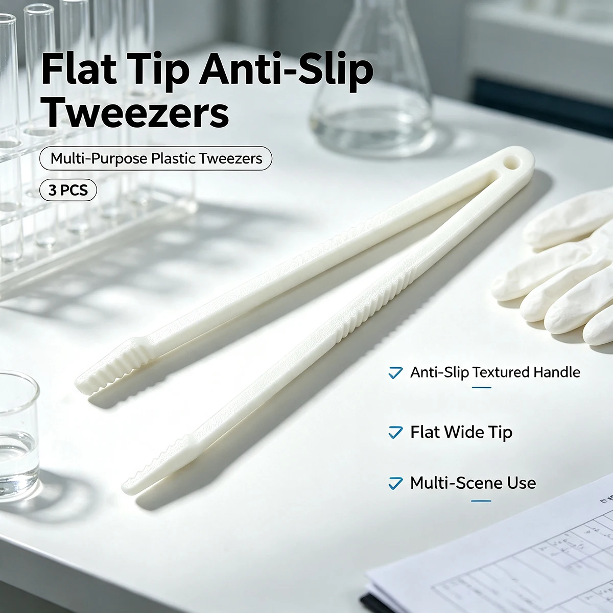 Flachkopf-Plastikpinzette mit Rutschfester Oberfläche, Verstärkte und Verbreiterte Flachzangen, Multifunktionale Plastikklammern für DIY-Bastelarbeiten und Laboranwendungen