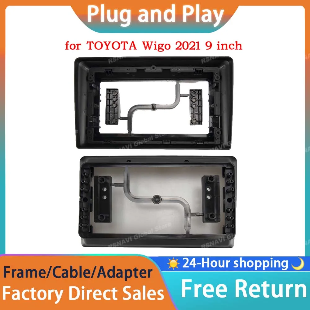 RSNAVI 9 INCH Radio Frame for TOYOTA Wigo 2021 Stereo Player Install Panel Surround Trim Face Plate Dash Mount Kit  Faceplates