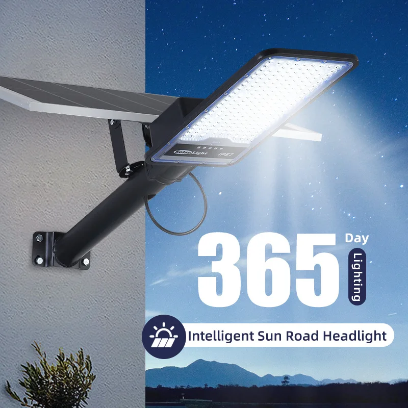

100W Powerful Solar Light Outdoor Solar Street Light 12000mah Waterproof Automatic Dusk to Dawn Street Light For Garage Garden